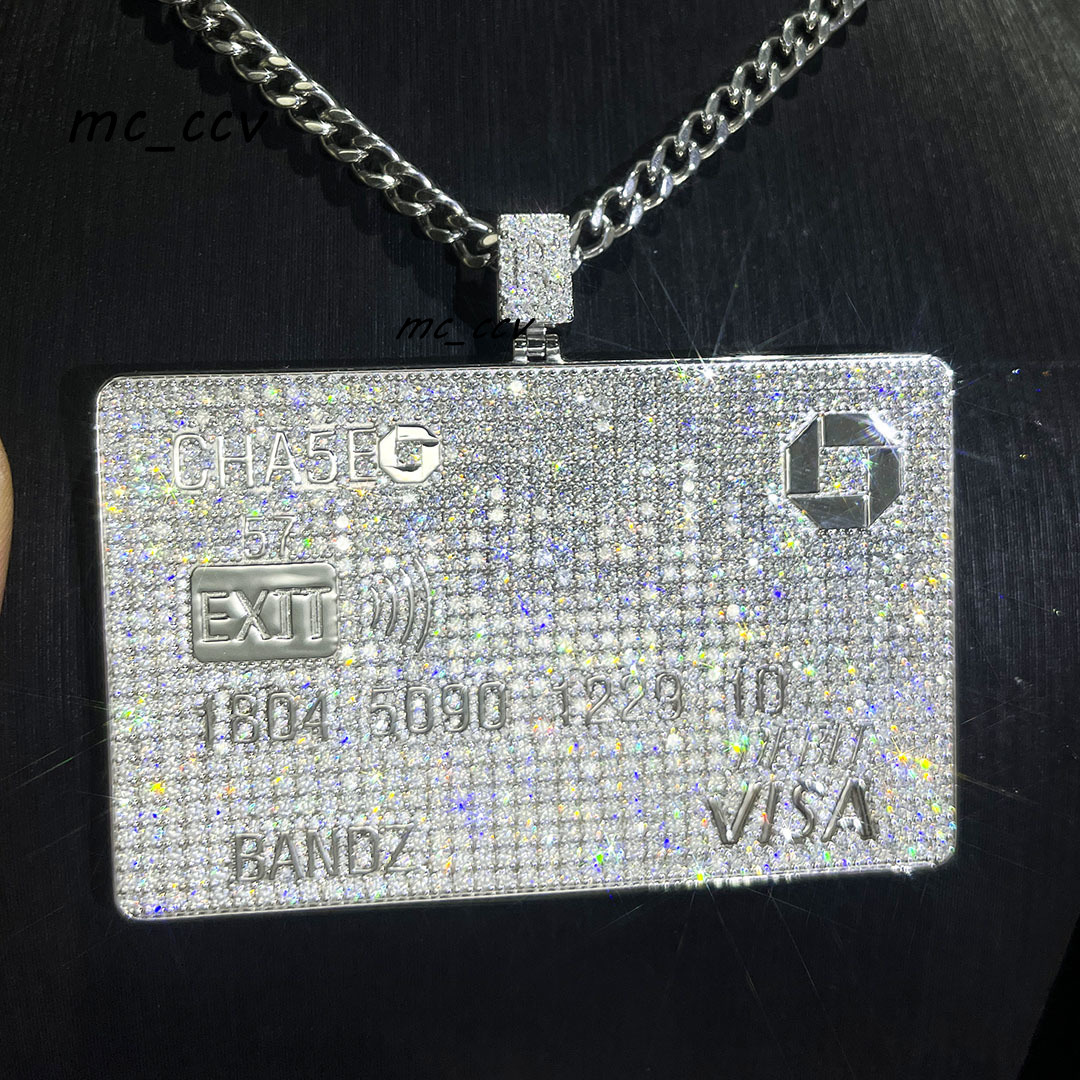 Credit Card Custom Manufacturer Silver 925 Silver Cross with Diamond D VVS1 Iced Out Moissanite Luxury Pendant