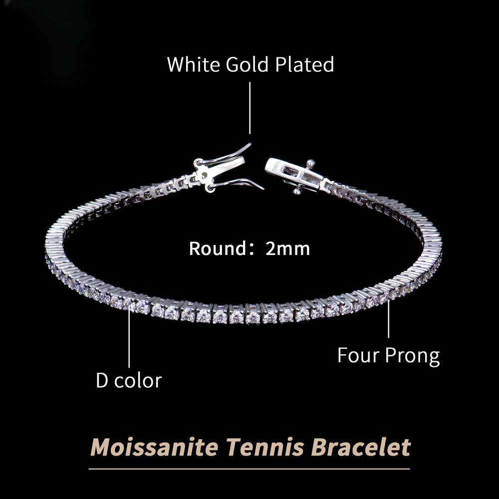 Factory Wholesale 2-6mm Iced Jewelry Sterling Sier VVS Graded Mossanite Moissanite Dia Tennis Chain Bracelet Gift