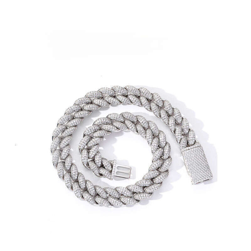 Hip Hop VVS Moissanite 20mm Width Necklace & Bracelet Fine Jewelry Sterling Sier Dia Cuban Link Chain