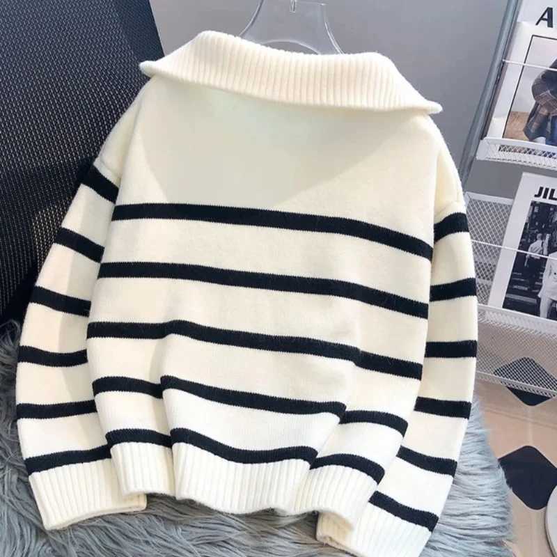 HELIAR Women Stripe Sweater Autumn 2025 New Zipper Long Sleeve Popular Premium Sweater Female Winter Pullover Z250905