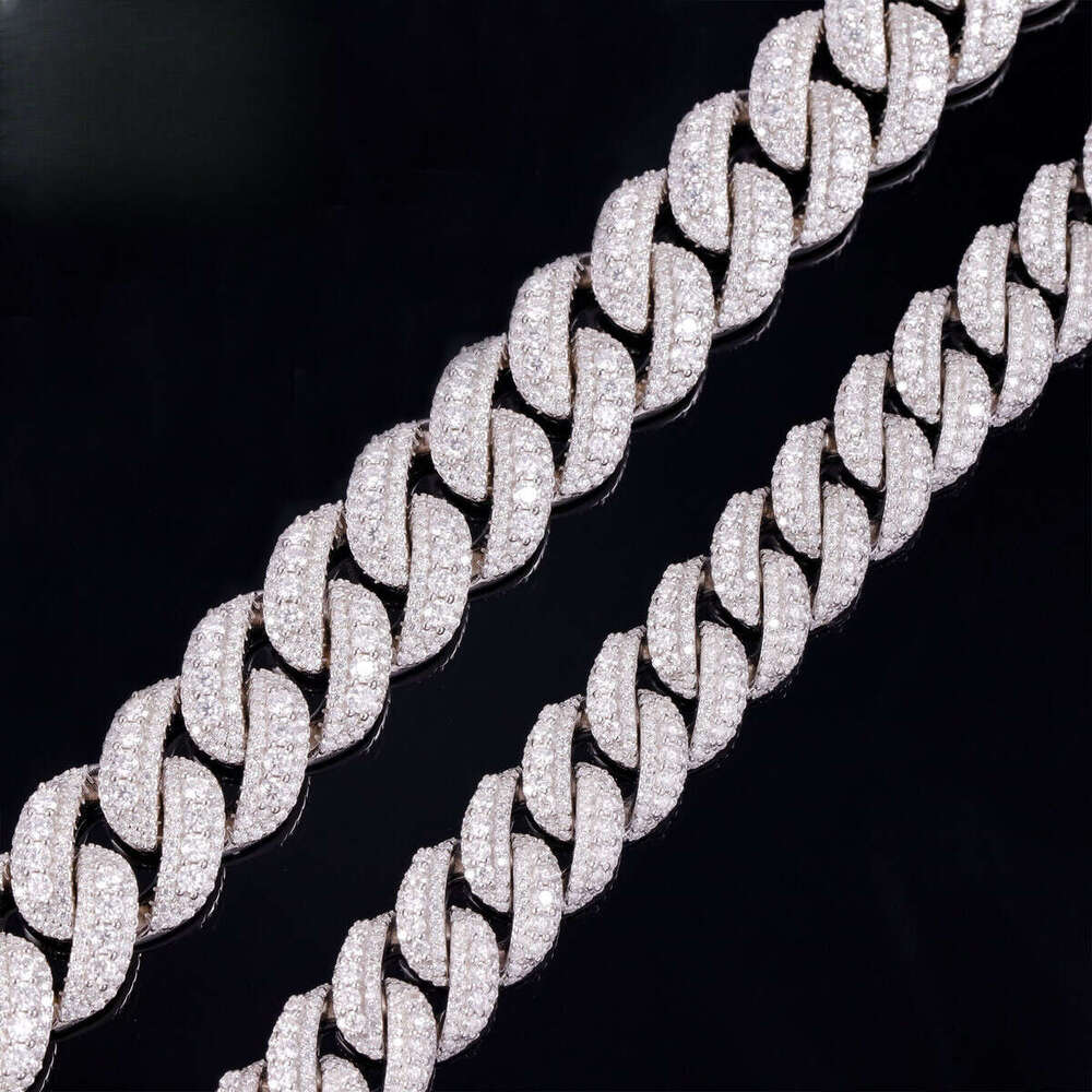 Large Middle 14/16/18MM Wide Iced Out 3 Rows Cuban Link Gold Plated Sier VVS Moissanite Hip Hop Chains