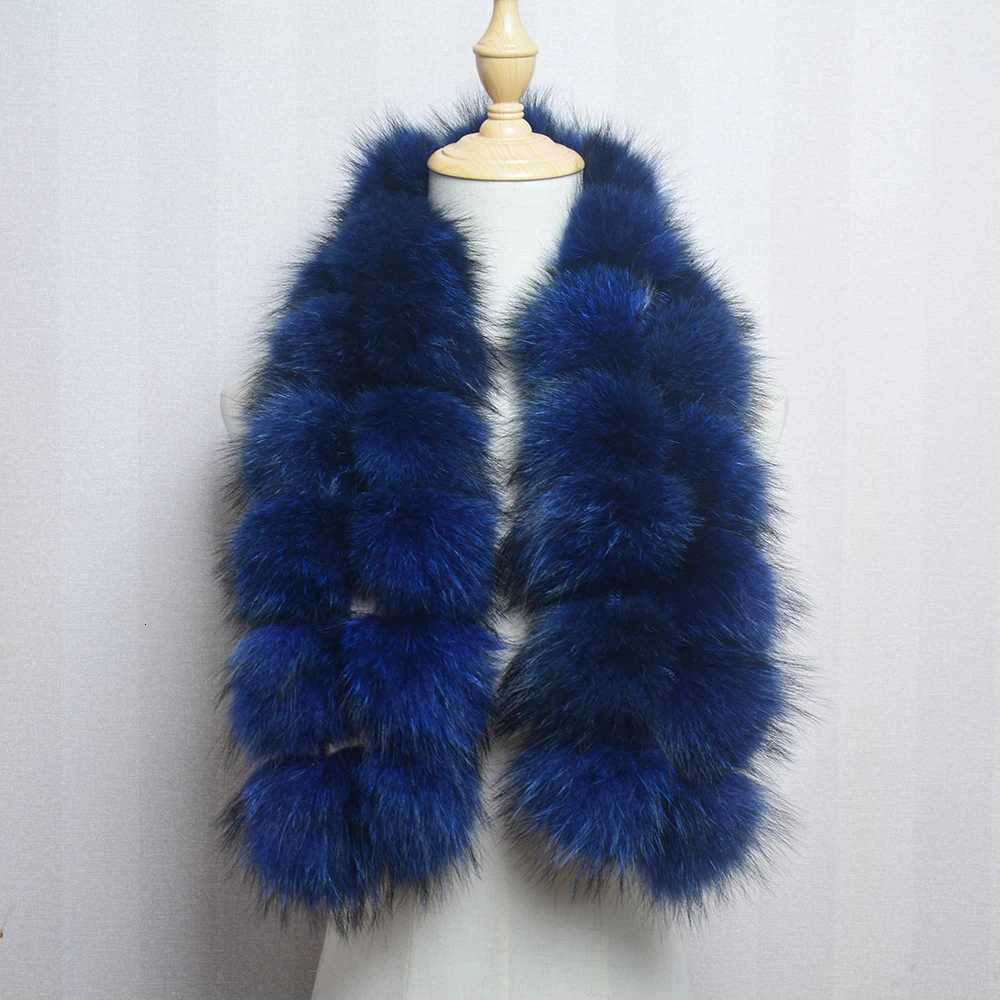 New Style Fashion Luxury Women Real Raccoon Fur Scarves Pompom La Winter Warm Natural Fur Scarf Fluffy Genuine Fur MufflerXJ250905