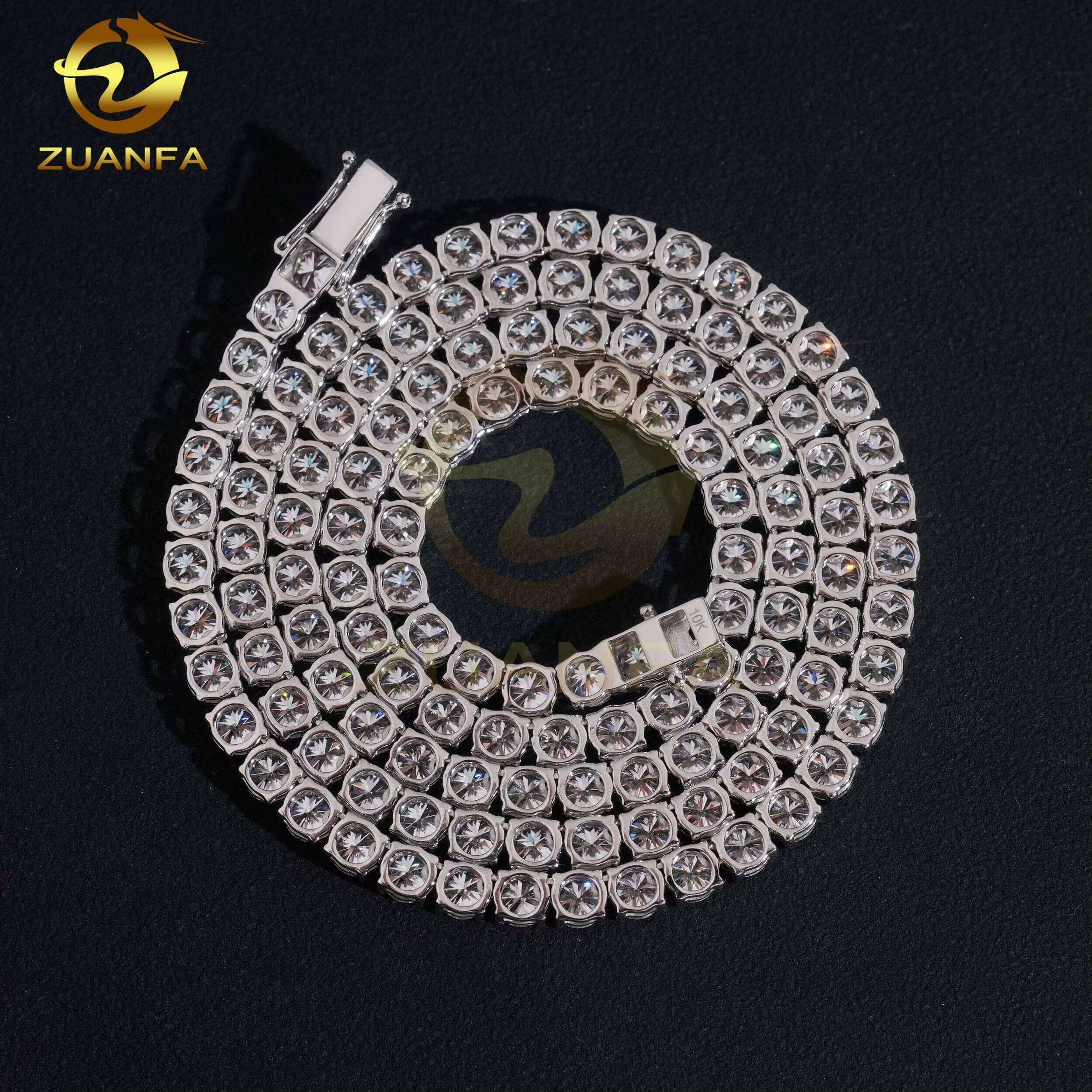 48 Hours Ship 10K Solid Gold 4mm Moissanite Diamond Hiphop Jewelry VVS Moissanite Necklace Moissanite Tennis Chain Necklace