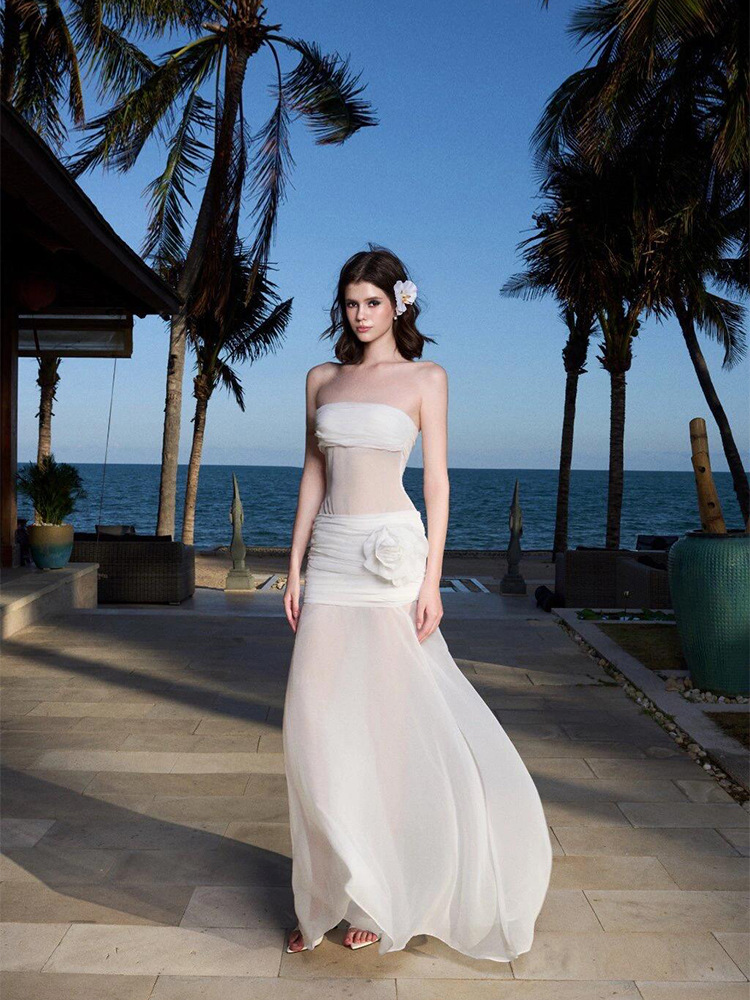 DR88 mesh tube top dress design slim temperament long skirt