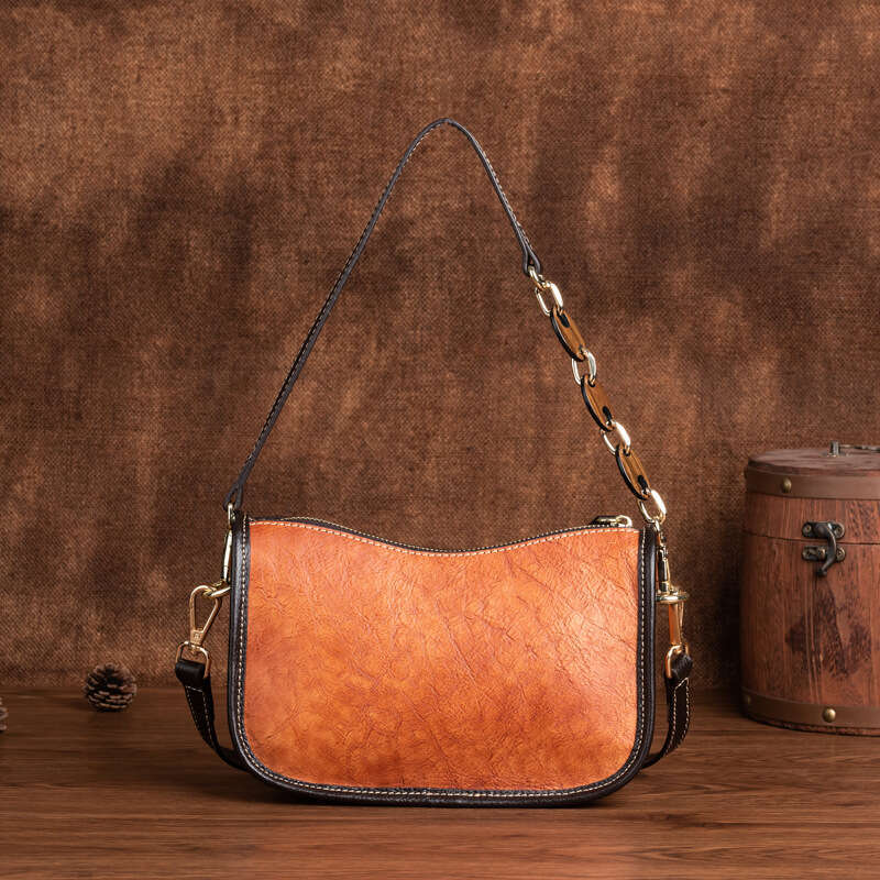 Women New 2025 Spring Summer Underarm Top Layer Cowhide Fashion Simple Shoulder Embossed Crossbody Bag