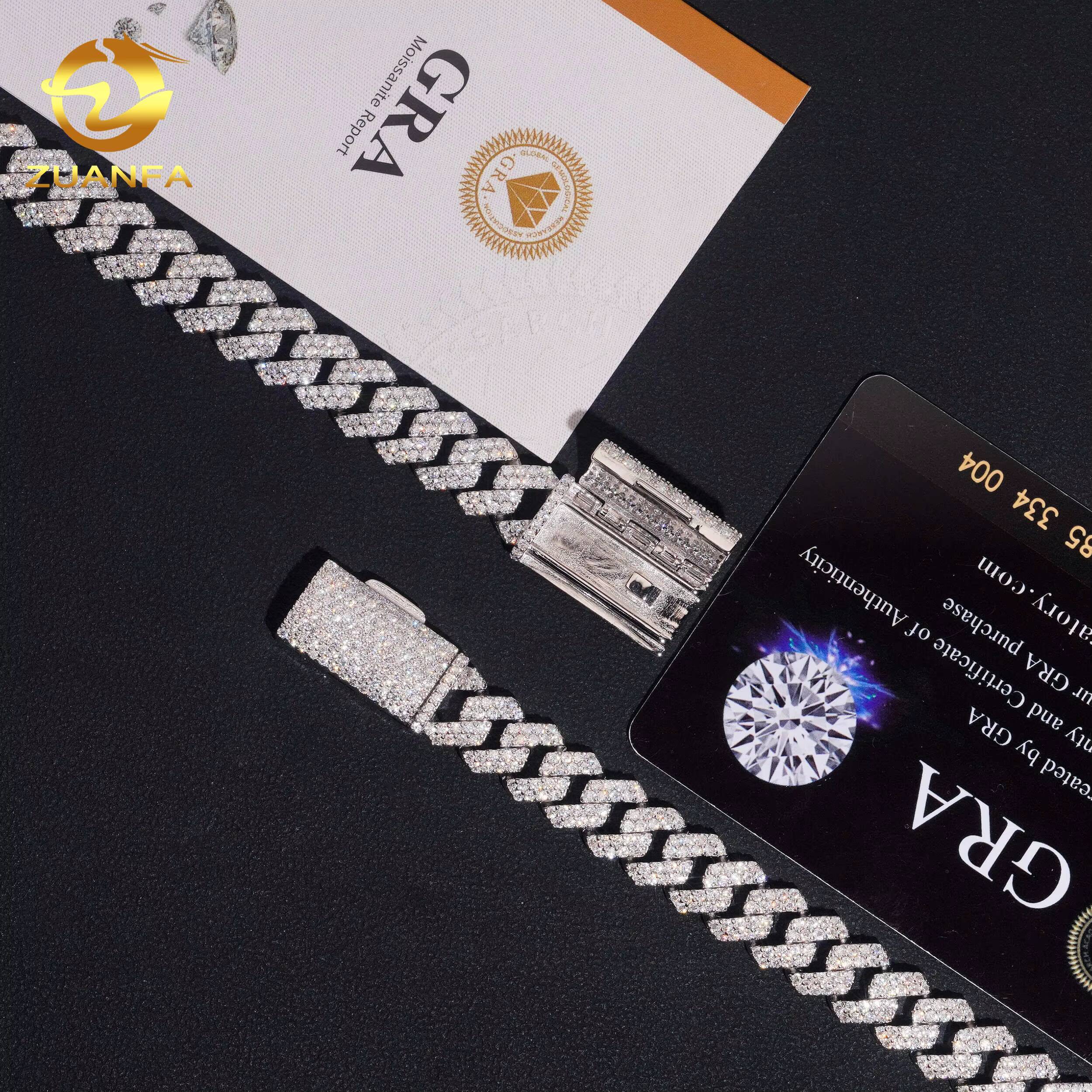 Hip Hop Jewelry 10MM Moissanite Diamond Bracelet 95Silver Iced Out Moissanite Cuban Link Bracelet USA Local Stock