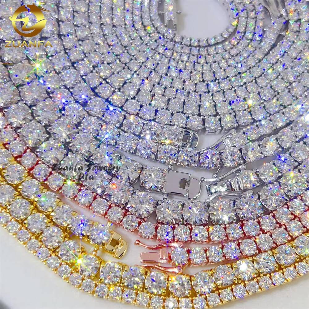 Pass Diamond Tester GRA Certificate 3MM 4MM 5MM Hip Hop Tennis Necklace Bracelet 925 Sterling Silver VVS Moissanite Tennis Chain