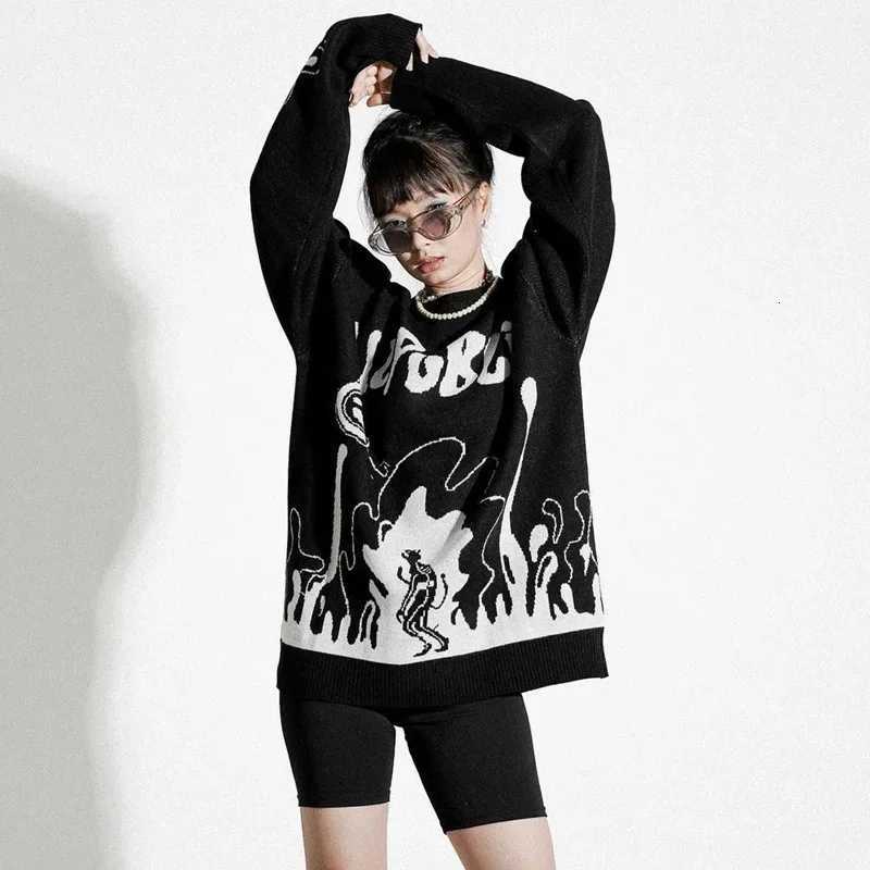 Sweater autumn and winter 2024 new mens and womens knitted printed personality street round neck sweater women Z250905