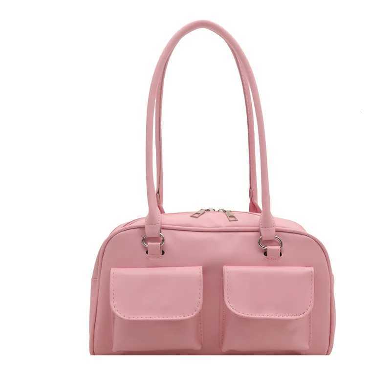 Casual Double Pocket Design Women Shoulder Bags Commuter Large Capacity Ladies Armpit Bag Fashion Pure Color Female Handbags Z250903