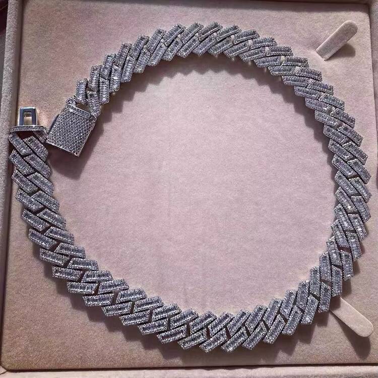 Wholesale Brass Heavy Quality 18MM Hip Hop Custom Prong Cuban Link Necklaces Chain