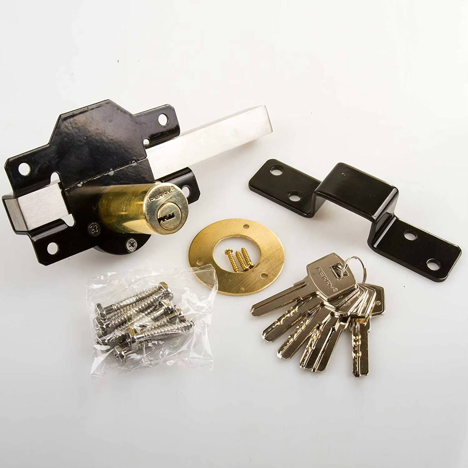 Long Throw Door Lock, Single Open, SS304 Bolt, with 5 Brass Keys, 50/70mm Cylinder