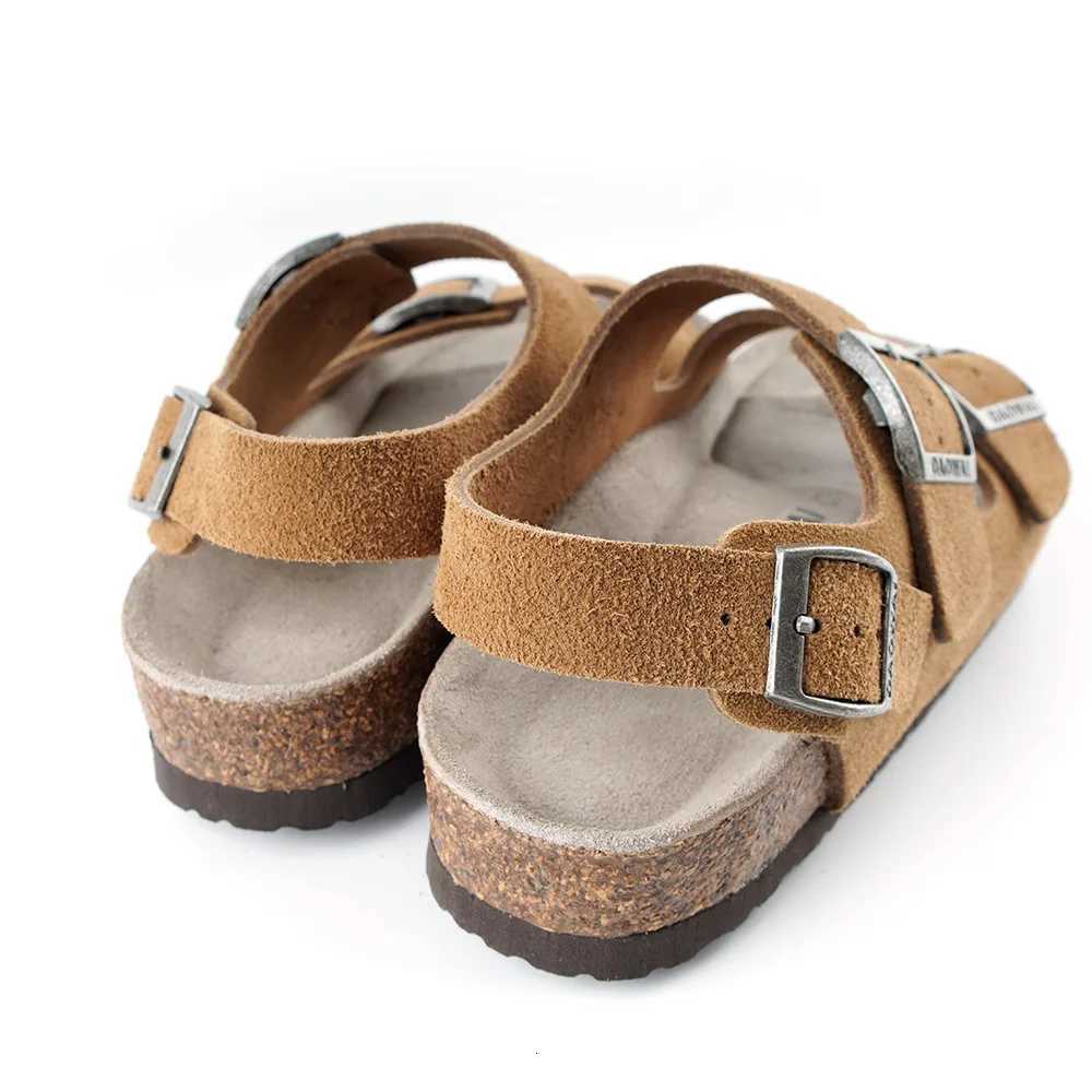 Classic Cork Sandals For Women Men Soft Cow Suede Leather Thick Sole Cork Slippers Summer Home Flat Sandals with Arch Support W250905