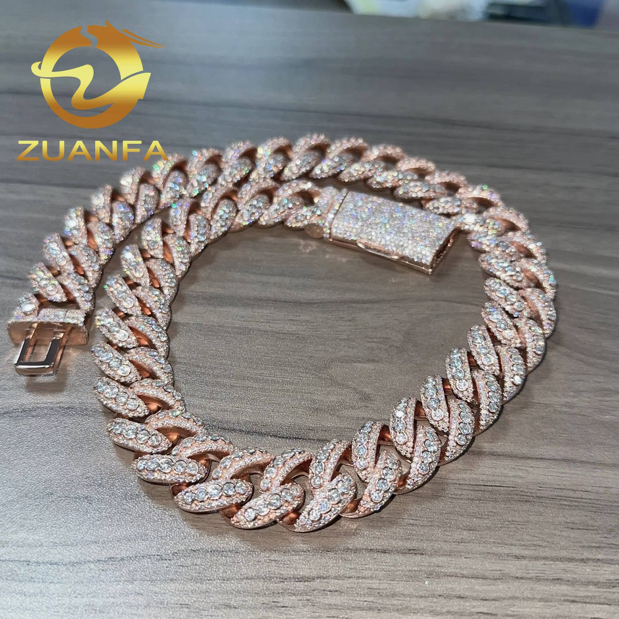 Hip Hop Jewelry 20mm Big Chain Moissanite Cuban Chain 925 Silver Cuban Link Chain Iced Out Bezel Design Chain