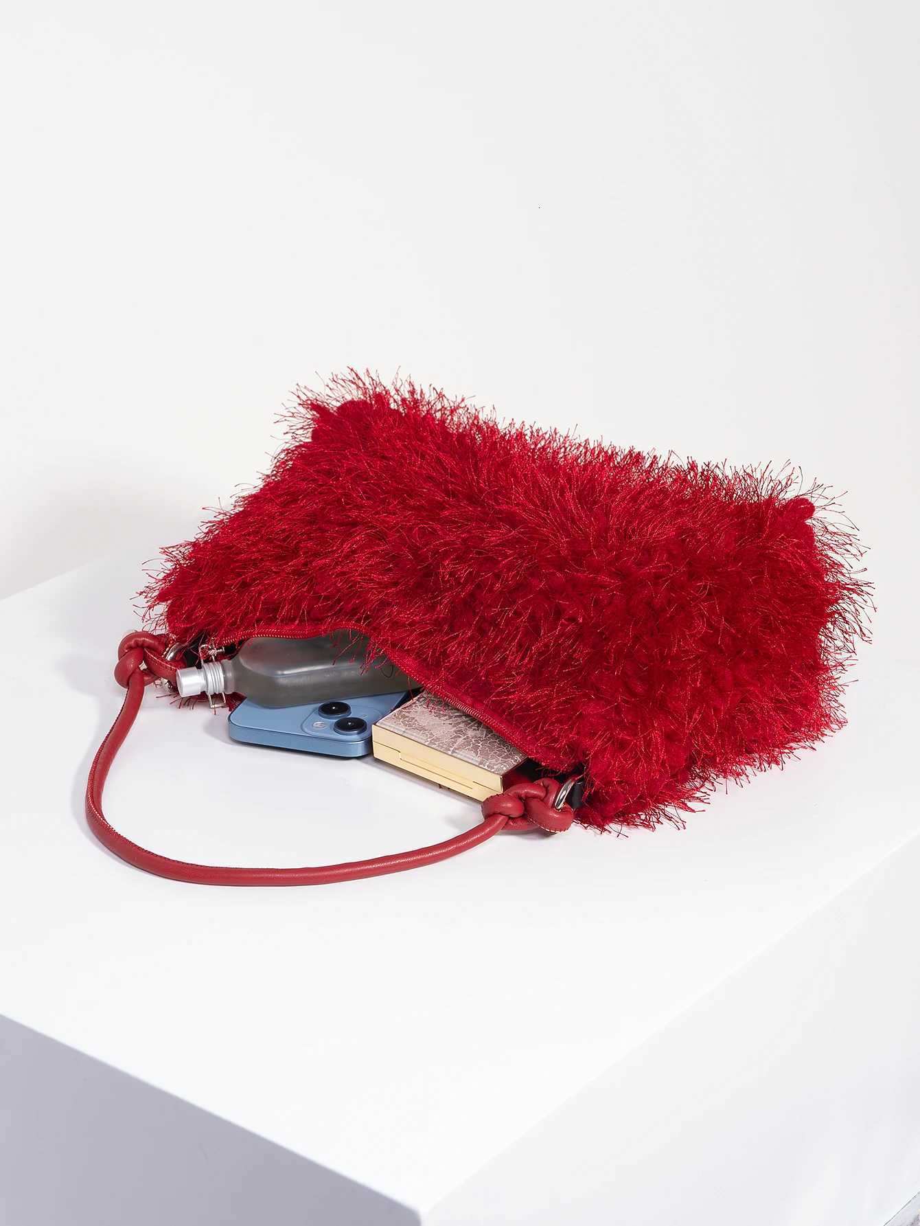 Y2K Style Women Shoulder BagsCute Charm ClutchHobo HandbagBurgundy BagVacation Travel Purse for Dopamine Style Purse Z250903