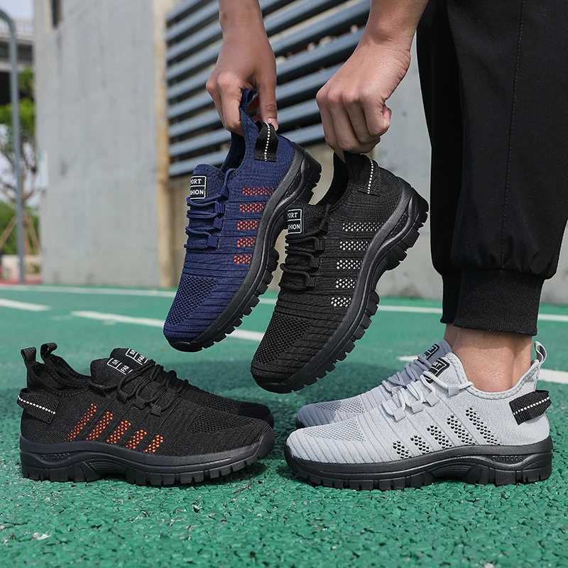 Trendy Mens Outdoor Running Sneakers Breathable Nonslip Comfortable Walking Casual Shoes New Male Footwear Lace Up Flat Shoes Z250905
