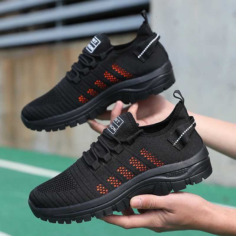 Trendy Mens Outdoor Running Sneakers Breathable Nonslip Comfortable Walking Casual Shoes New Male Footwear Lace Up Flat Shoes Z250905