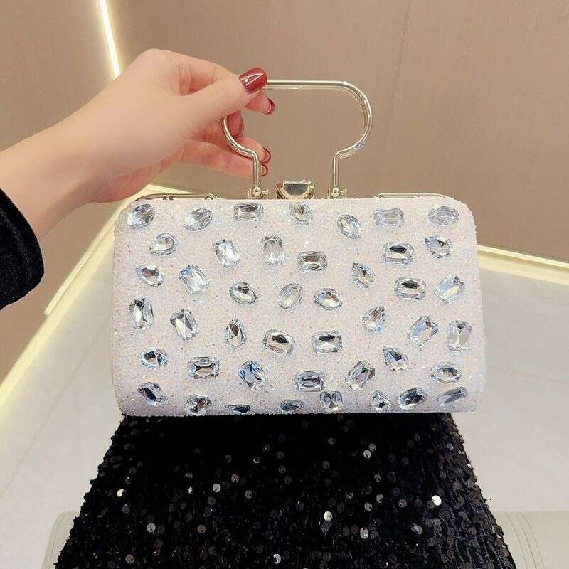 New Inlaid Handbag Full Dia Handgrip Fashion Dress Banquet Evening Single Shoulder Diagonal Straddle Bag
