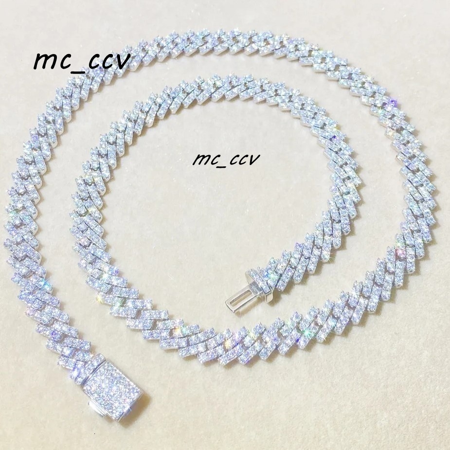 High Quality 925 Silver 14K White Gold Necklace Chain VVS Moissanite Diamond Iced Out Hip Hop Style Cuban Chain IGI Certified