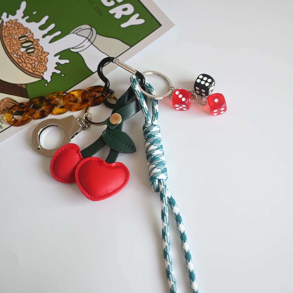 DHEssentials 2025 Spring Retro Cherry Bag Charm, Mixed - Material, Drop - Glued, Ins - Style, Cute Fruit - Themed Dec
