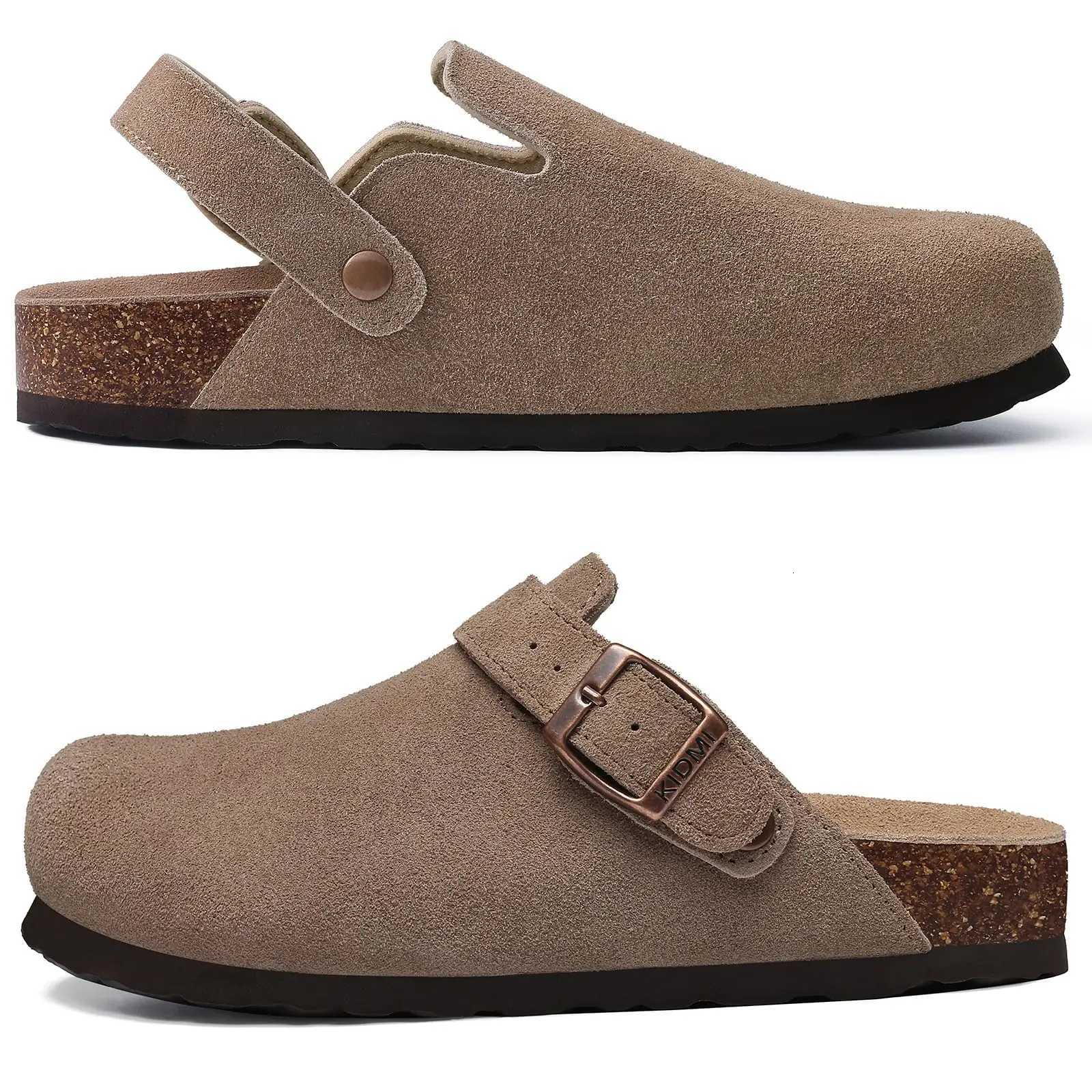 Crestar Womens Suede Clogs with Adjustable Strap Adult Fashion Cork Footbed Leather Mules New Outdoor Comfortable Potato Shoes W250905