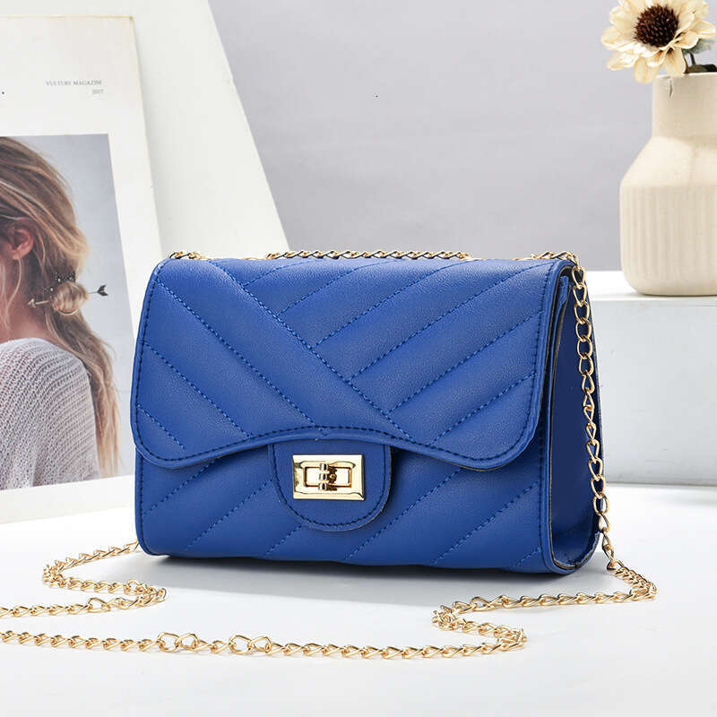 DHessentials Designer Chain Strap Crossbody Bag for Women 2024 Mini Purse with Embroidery Lock Closure PU Leather Shoulder Bag