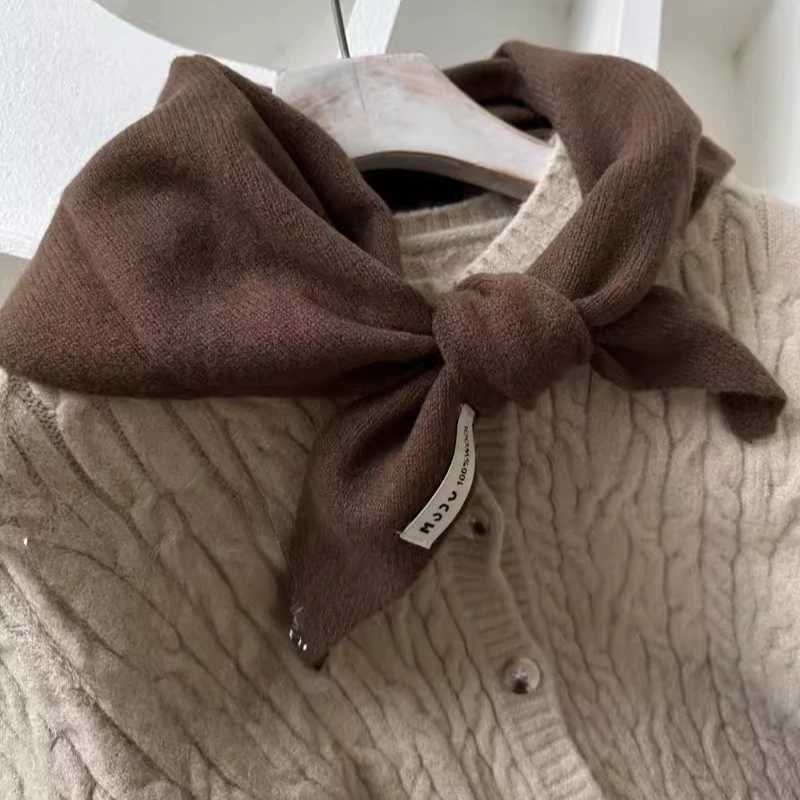 2024 wool cashmere triangle scarf winter warm small Knitted scarf Shoulder shl Hat scarfXJ250905