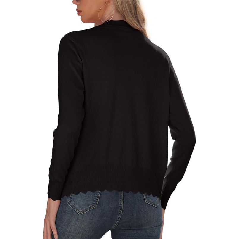 Women's Long Sleeve V-Neck Button Down Cardigan Knit Shrugs Sweater