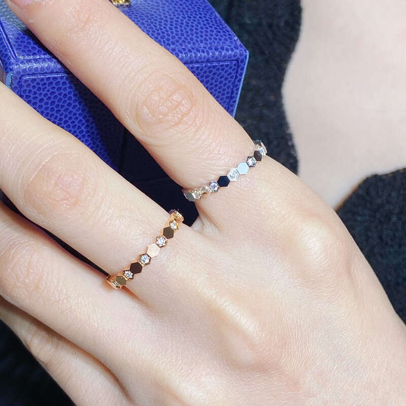 Honeycomb Ring for Women with Diamond Rose Gold Fashionable High-end Precision CNC Craftsmanship Internet Celebrity Live Streaming