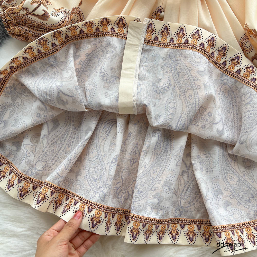 Basic Casual AELEWELL Women Dresses Spring Runway Fashion Paisley Print Vintage V Neck Long Lantern Sleeve Belted Mini Dress Ddmydec 230531 Ddmydec Dd