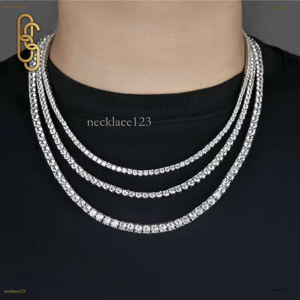 Factory Direct Sales 10K Solid Gold Plated VVS Moissanite CZ Chain 3mm Necklace for Men Women Fine Jewelry