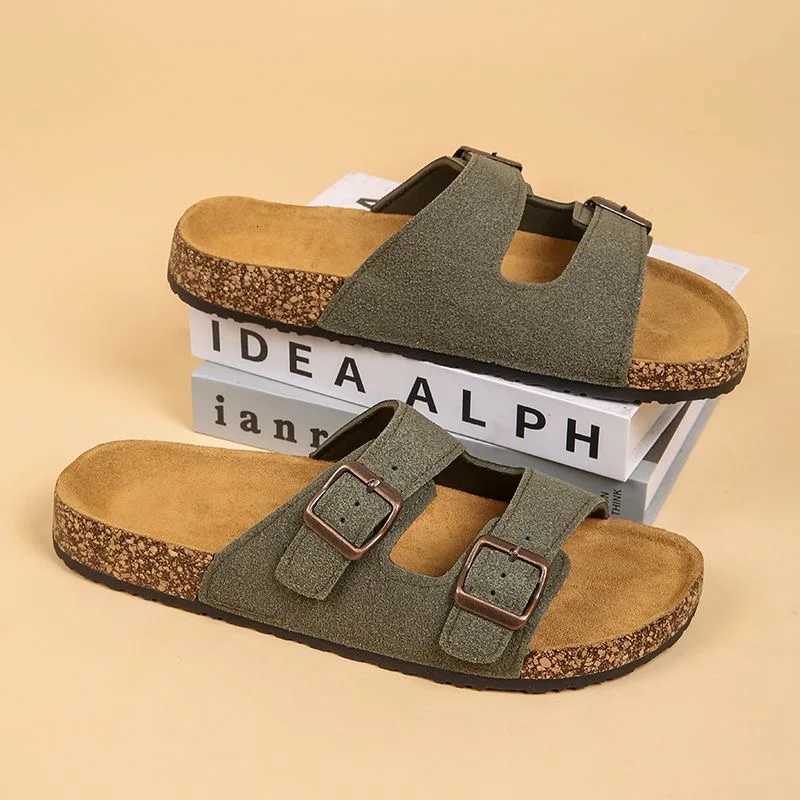 Men Clogs Fashion Shoes Outdoor Classic Cork Slide With Arch Support Beach Sandals Cork Suede Mules Slippers For Women Big Size W250905