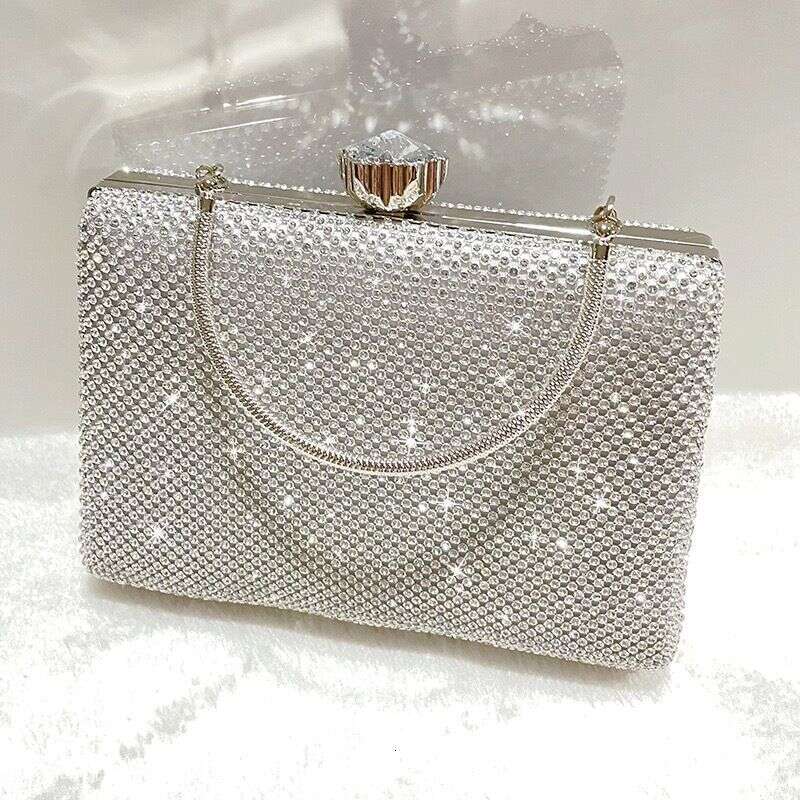 New Square Water Dia Handheld Dress Crossbody Women's Single Shoulder Evening Bag