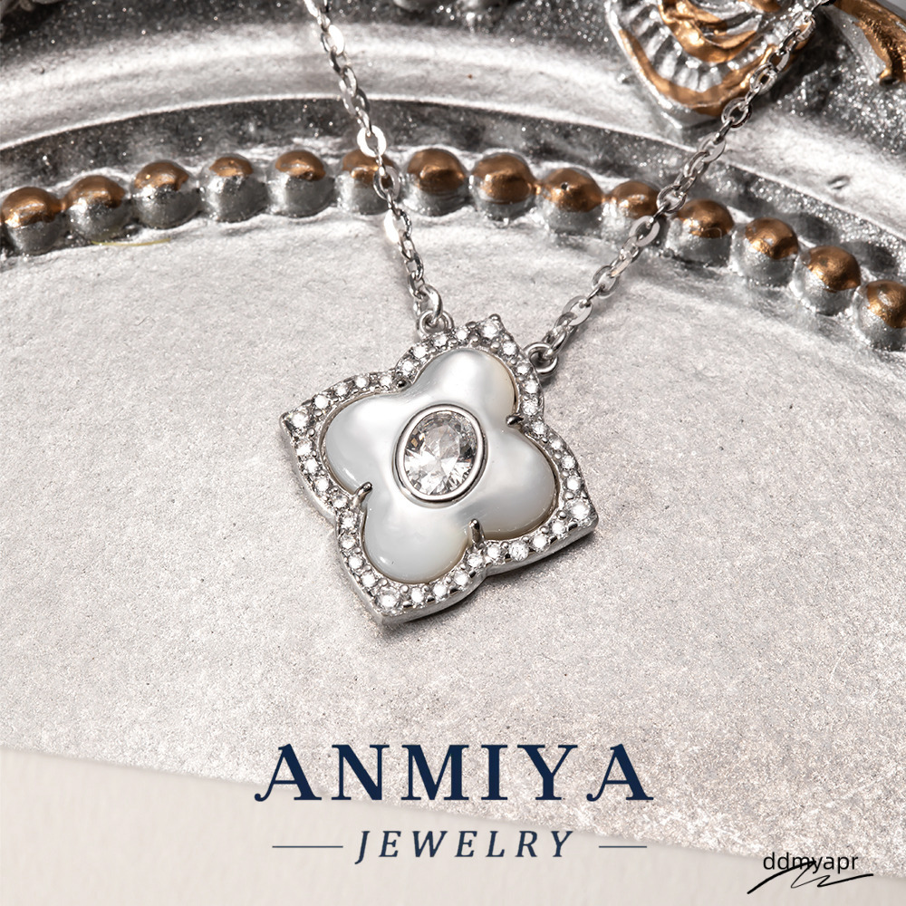 Unisex Sterling Sier Four Leaf Clover Pendant Necklace Customizable With ddmyday White Shell And Zircon For Engagement ddmyday ddmyday