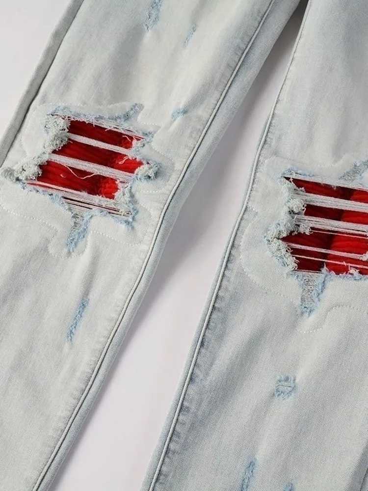 Spring and Autumn New Trend Solid Color Straight Tube Ripped Stretch Jeans Men Casual Comfortable Breathable HighQuality Jeans W250905