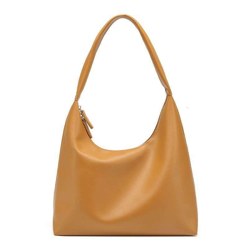 Underarm for Women 2025 Korean Style New Milk Tea Color Simple Handheld Soft Leather Dumpling Bag