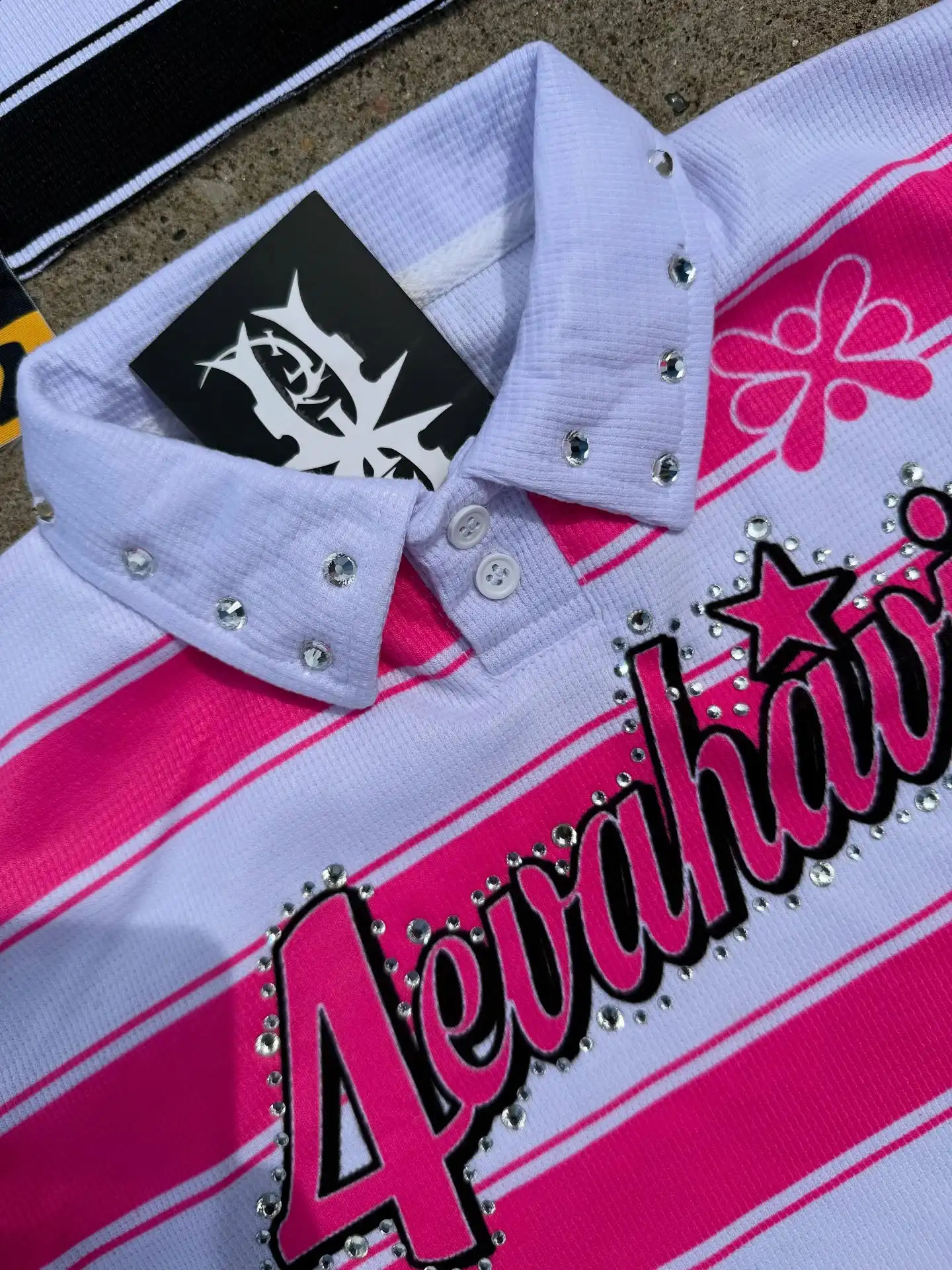 Y2K Klein Stone y Long Sleeve Street Retro Stripe Polo Shirt Women Fashion Harajuku Letter Splicing Motion Tshirt 250905