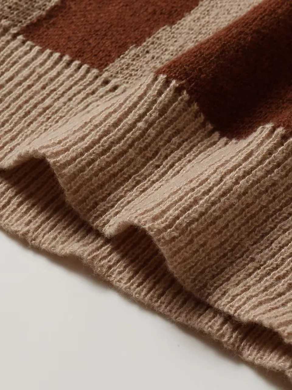 Womens and Mens Long SLeeve Drop Shoulder Crewneck Couple Sweater Jacquard Knitted Fabric Z250905