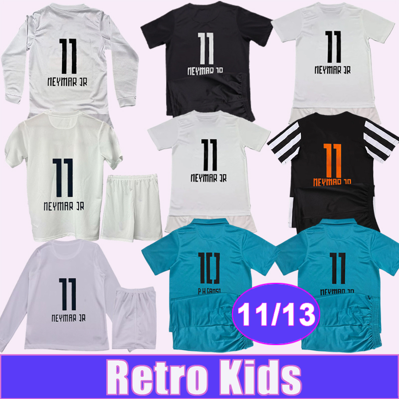 2011 2013 Santos NEYMAR JR kids kit Retro Soccer Jerseys P H GANSO Home Away 3rd Black Vintage Football Shirts