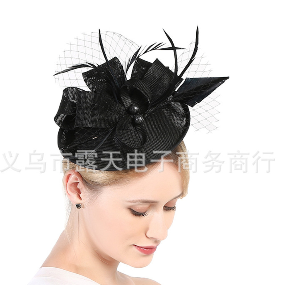 FS Wedding Church Red Hats Fascinators For Woman With Feather Veil Cocktail Party Headdress Lady Elegant Cap 240808CJ