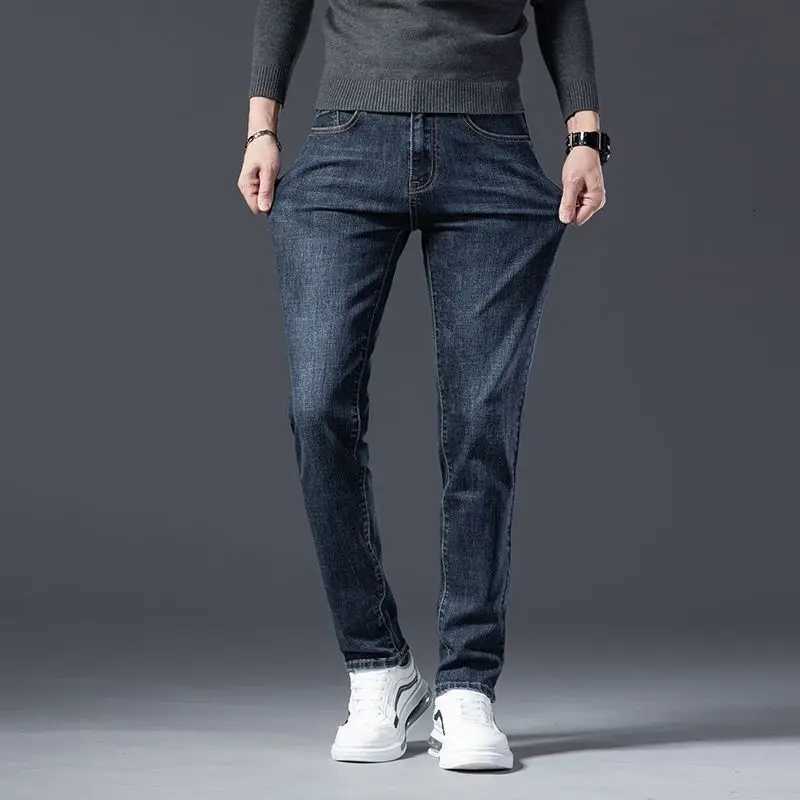 Autumn Winter High Quality Elastic Mens Jeans Cargo Slim Fit Denim Pencil Trousers Midweight Long PantsHighHigh jeans man W250905