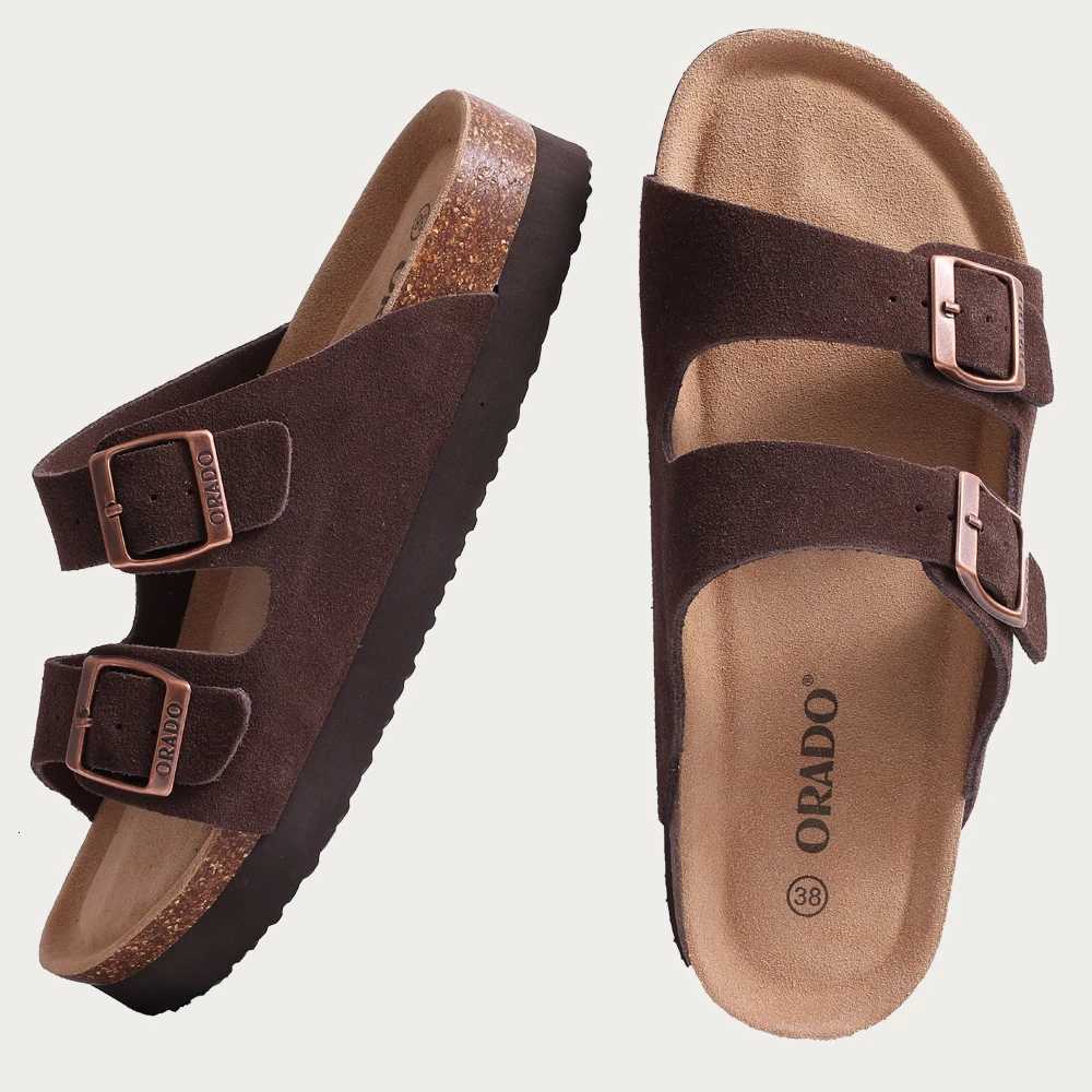 Shevalues New Fashion Cork Sandals Women Classic Cork Suede Footbed Slippers Female Summer Beach Sandals With Adjustable Buckle W250905