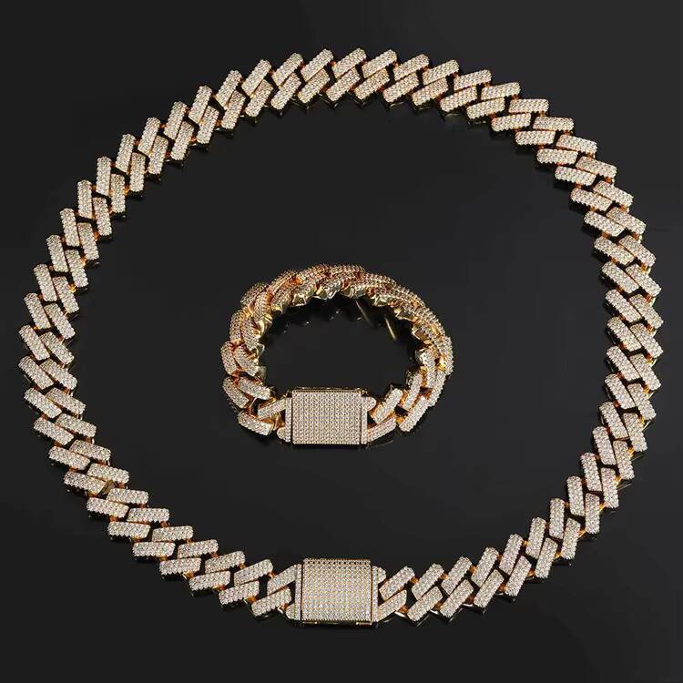 GZYSJEWELRY Wholesale 18mm 19mm Gold Heavy Big Moissanite Cuban Chain Men Iced Out Prong Chains Necklace