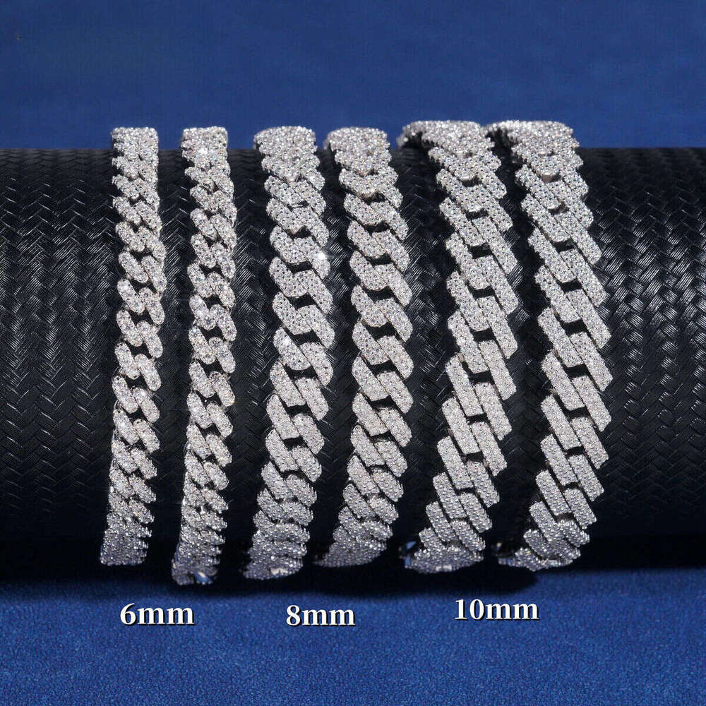 Hot Selling Hip Hop Jewelry 6mm 8mm 10mm Sterling Sier 14K Gold Iced Out Link Moissanite Cuban Bracelet