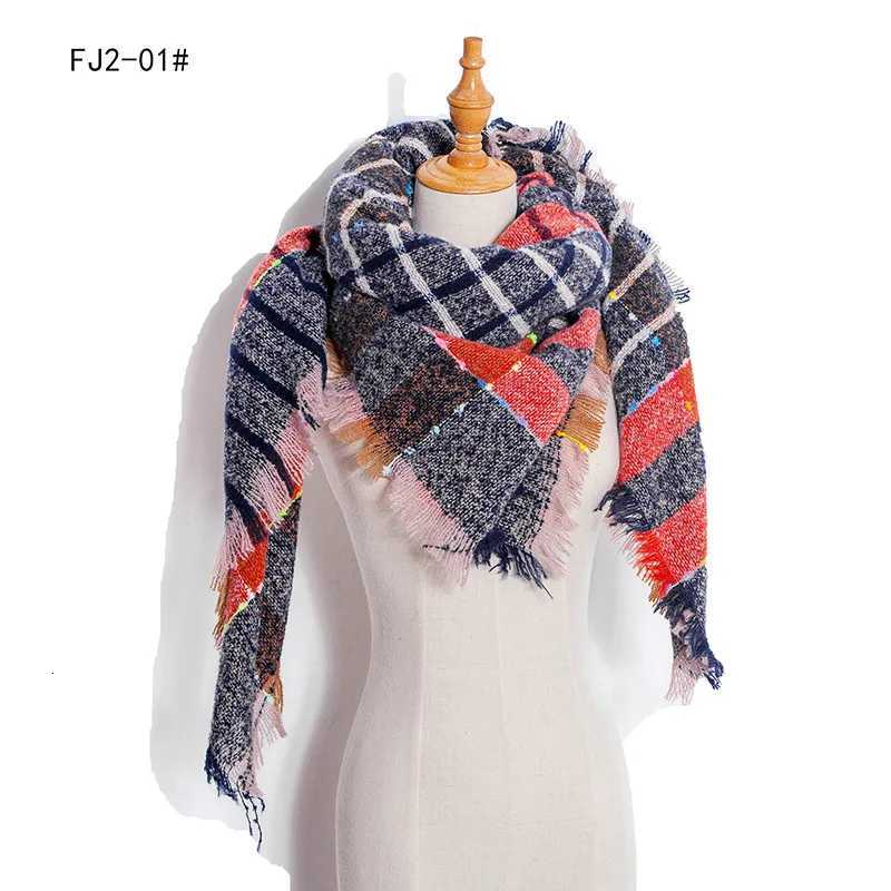 Women Winter Scarf Triangle Knitted Scarf Casual Ladies Plaid Shl and Wr Female Foulard Scarves Echarpe BufandaXJ250905