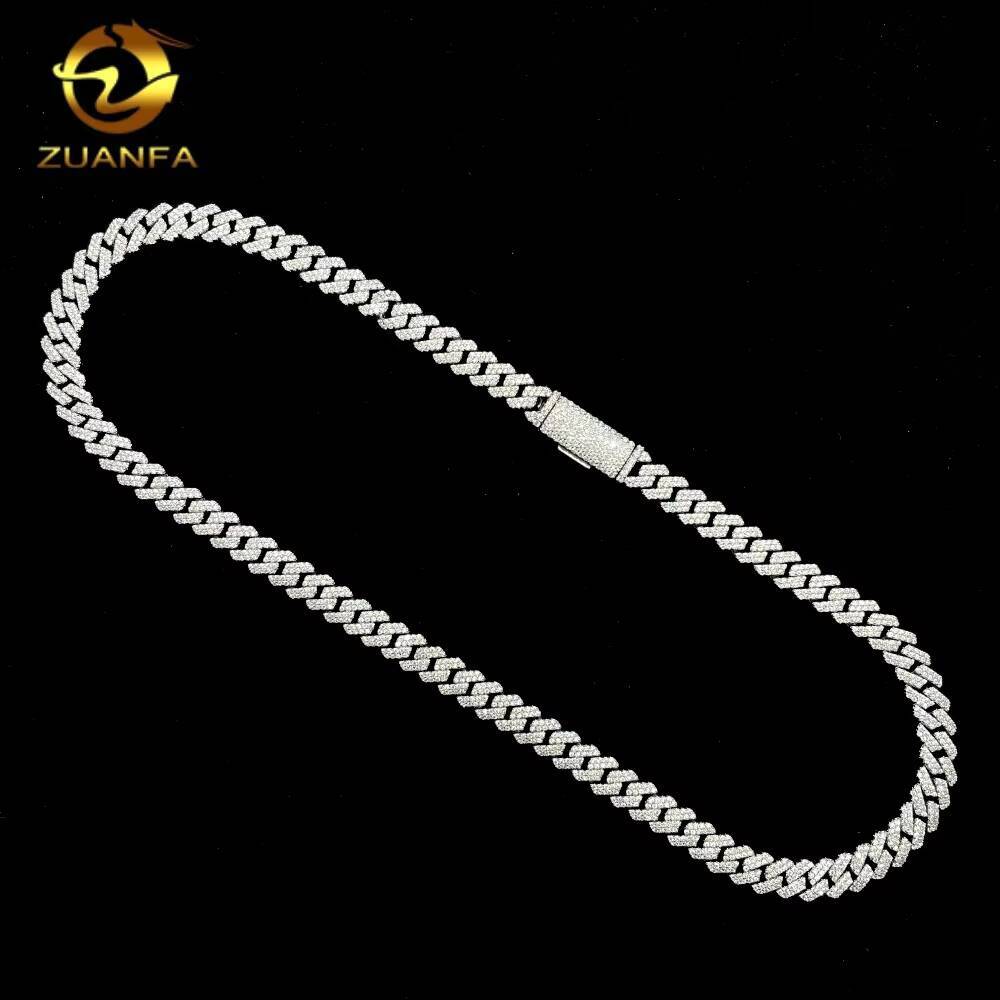 Hot Selling RTS Pass Diamond Tester Hip Hop Jewelry 8mm Moissanite Cuban Link Chain 925 Silver Iced Out Necklace