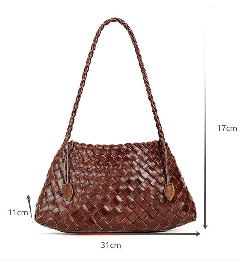 Designer Bags high quality New genuine leather bag, luxury cowhide woven underarm bag, pure hand-woven retro single-shoulder bag, French style vegetab