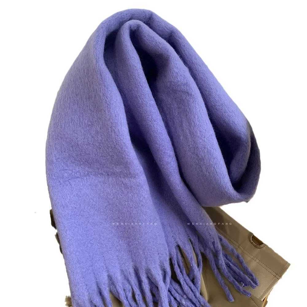 1PC Solid Color Imitation Wool Scarf Women Luxury Thick Shl Wrs Winter Warm Long Tassel Hijab Foulard Femme Scarves 23037cmXJ250905