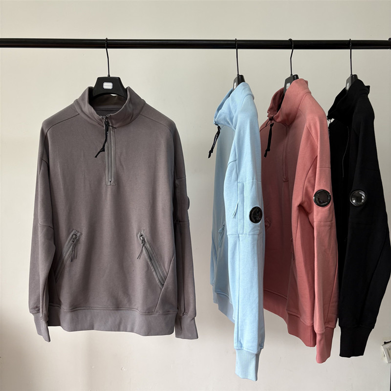 Men CP Stand Up Collar Half Zip Hoodies Casual Loose Set Head Sweater Outdoor Jacket British Casual Youth Spring And Autumn