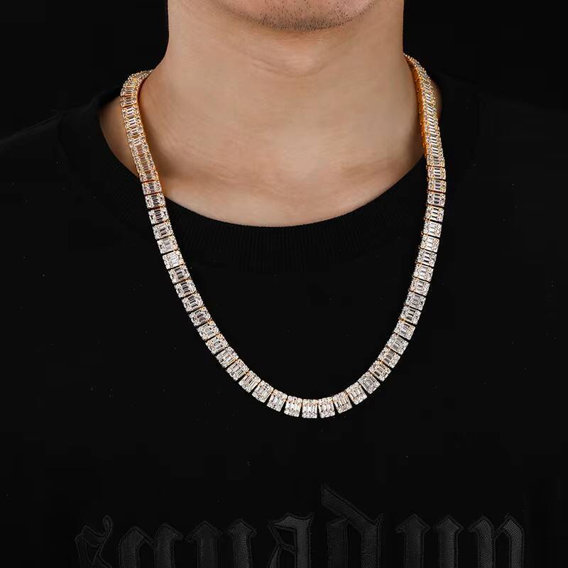 Wholesale Drop Shipping High Quality Large Cluster Moissanite Women Men Tennis Neck Chain Necklace