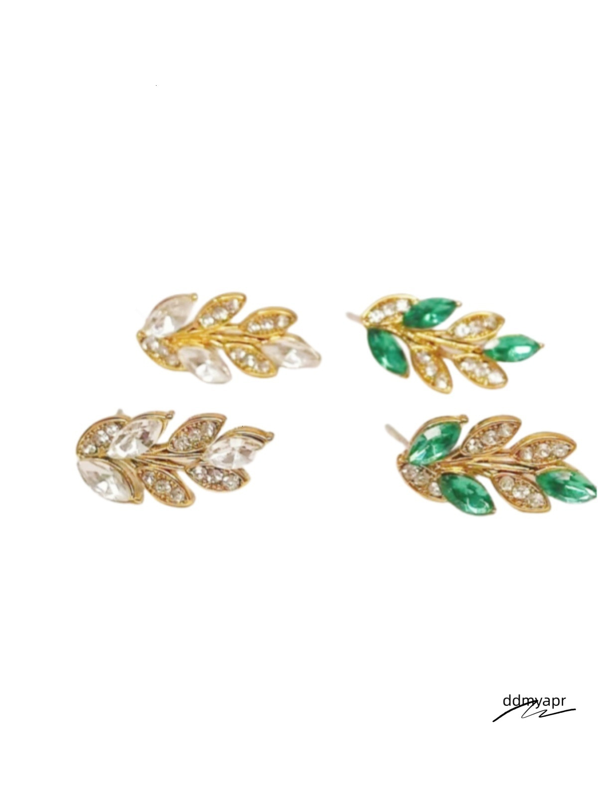 S Sier Needle Shape Jewelry Womens Earrings Studs Exquisite ddmyday Temperament Golden Branch Jade Leaf Highend Niche Light 250728